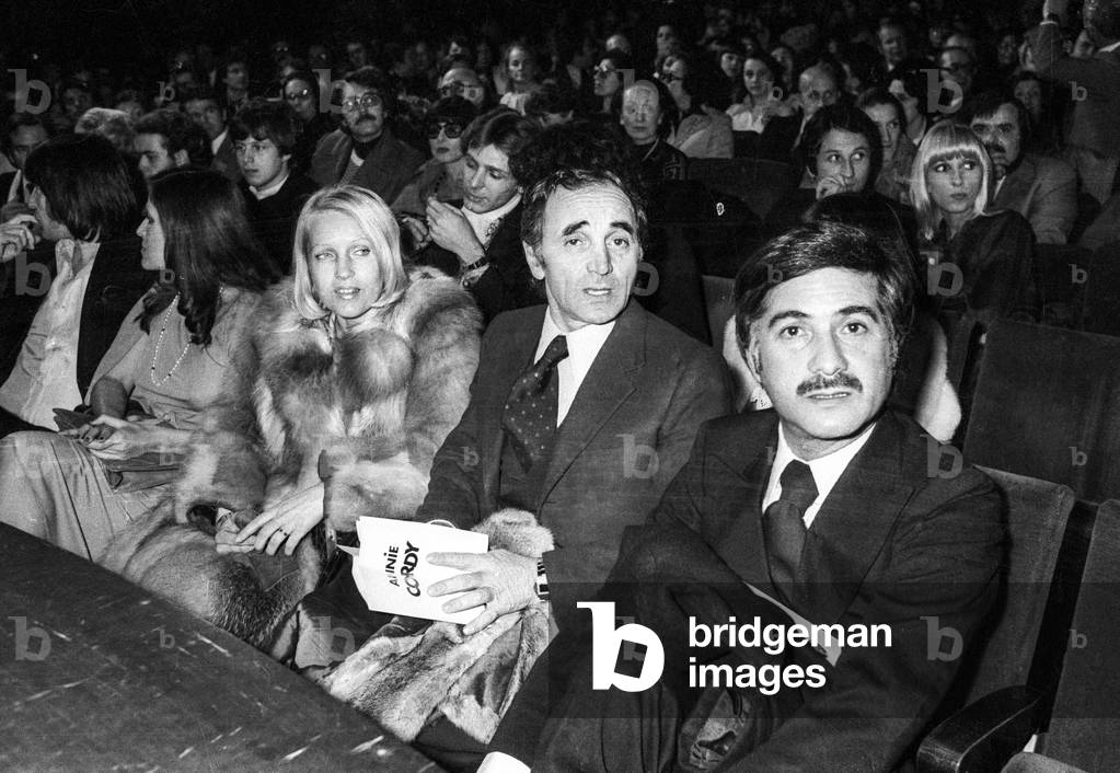 Charles Aznavour, his wife and Jean Claude Brialy, 1976 (photo)