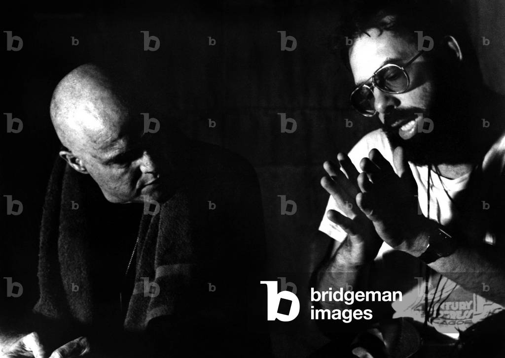 Marlon Brando and Francis Ford Coppola on set of Apocalypse Now 1979 (photo)