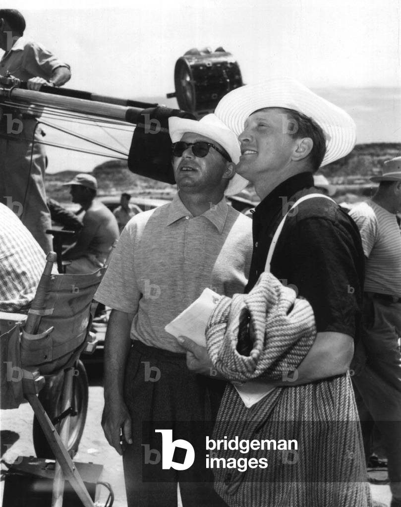 Billy Wilder and Kirk Douglas on set of ACE IN THE HOLE, 1950 (photo)