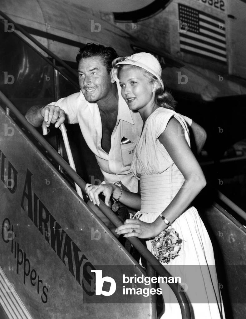 Errol Flynn and  Patricia Wymore after their Wedding, 1950  (photo)