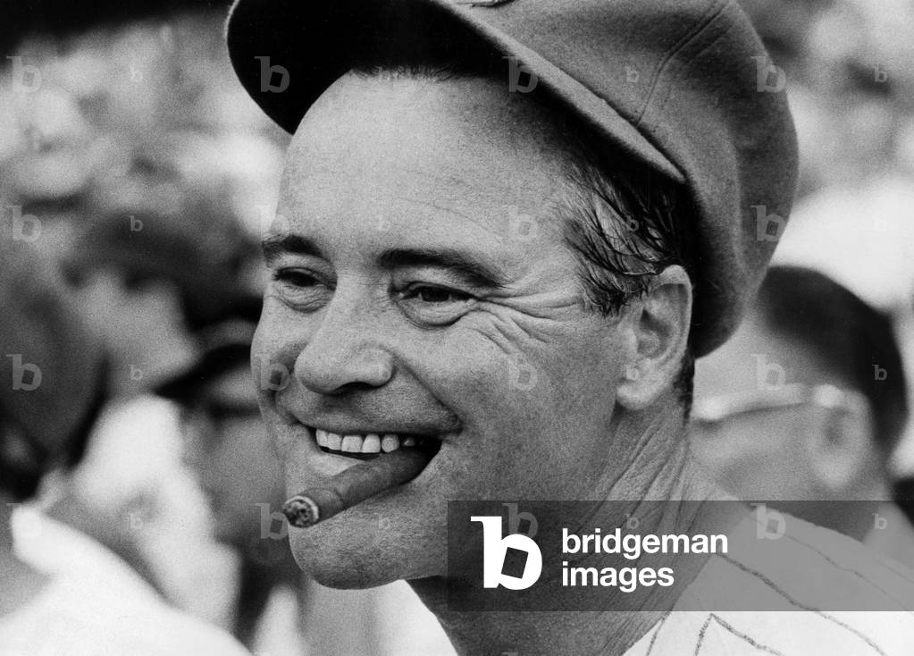 Jack Lemmon during baseball match at Dodger Stadium, Los Angeles, 1966 (photo)
