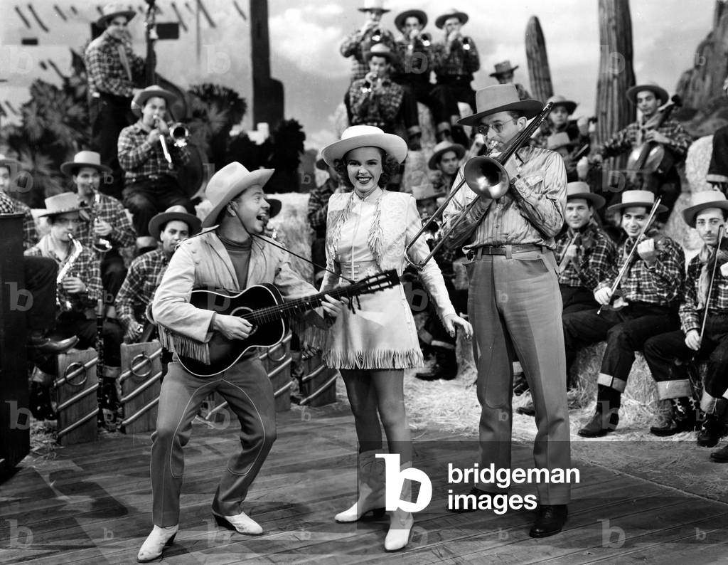 Girl Crazy, Mickey Rooney, Judy Garland and Tommy Dorsey, 1943 (film still)