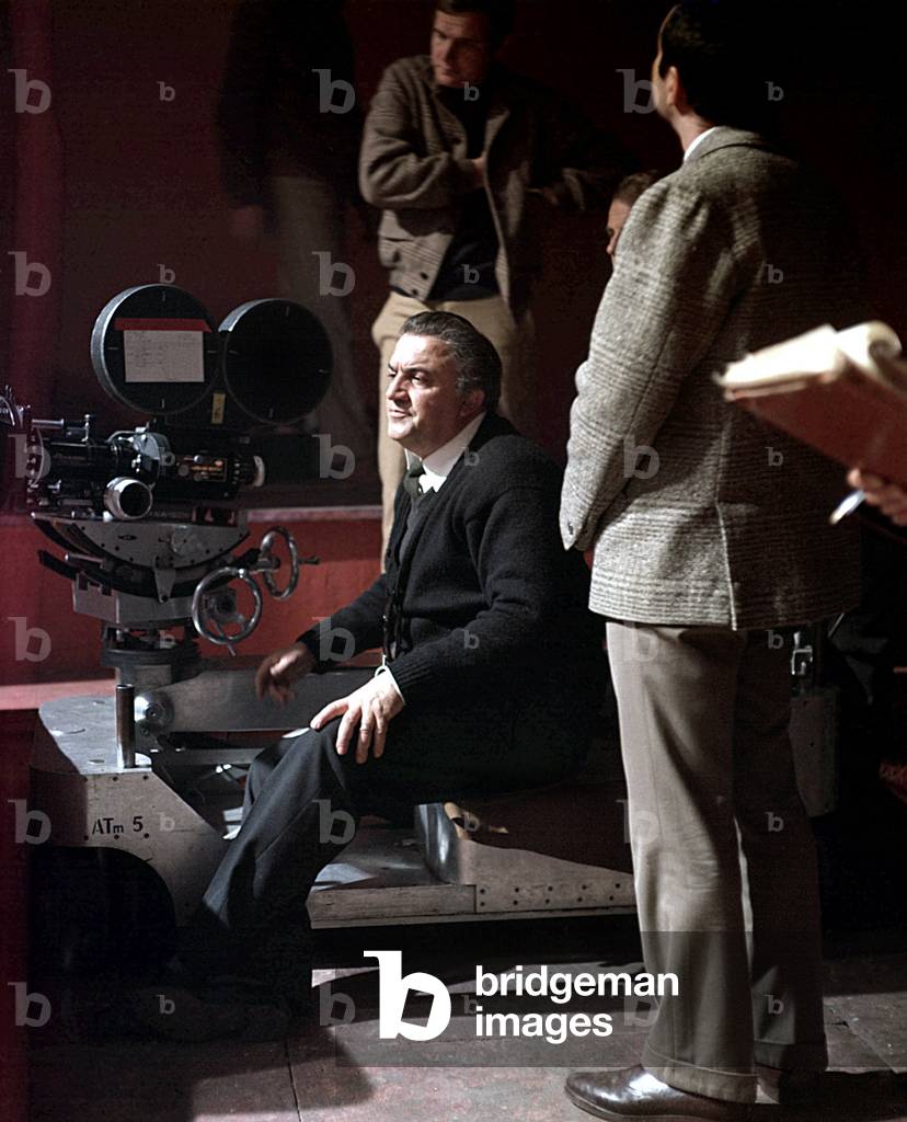 Federico Fellini on set of film Satyricon in 1969 (photo)