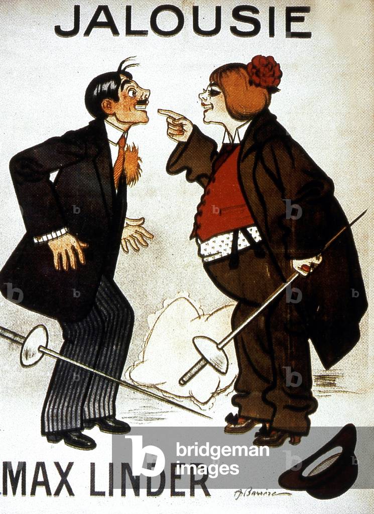 Affiche du film Jalousie (Max et le mari jaloux) de MaxLinder avec Max Linder 1914 Fil muet - Silent movie