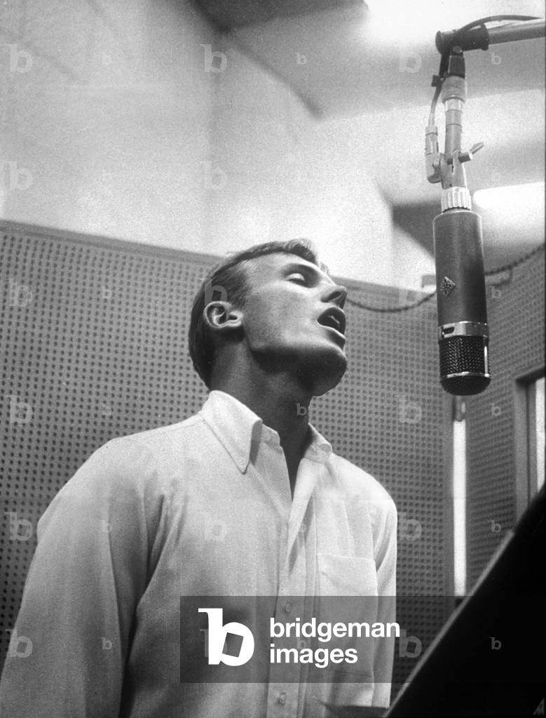 Tab Hunter in a recording studio c. 1958 (photo)