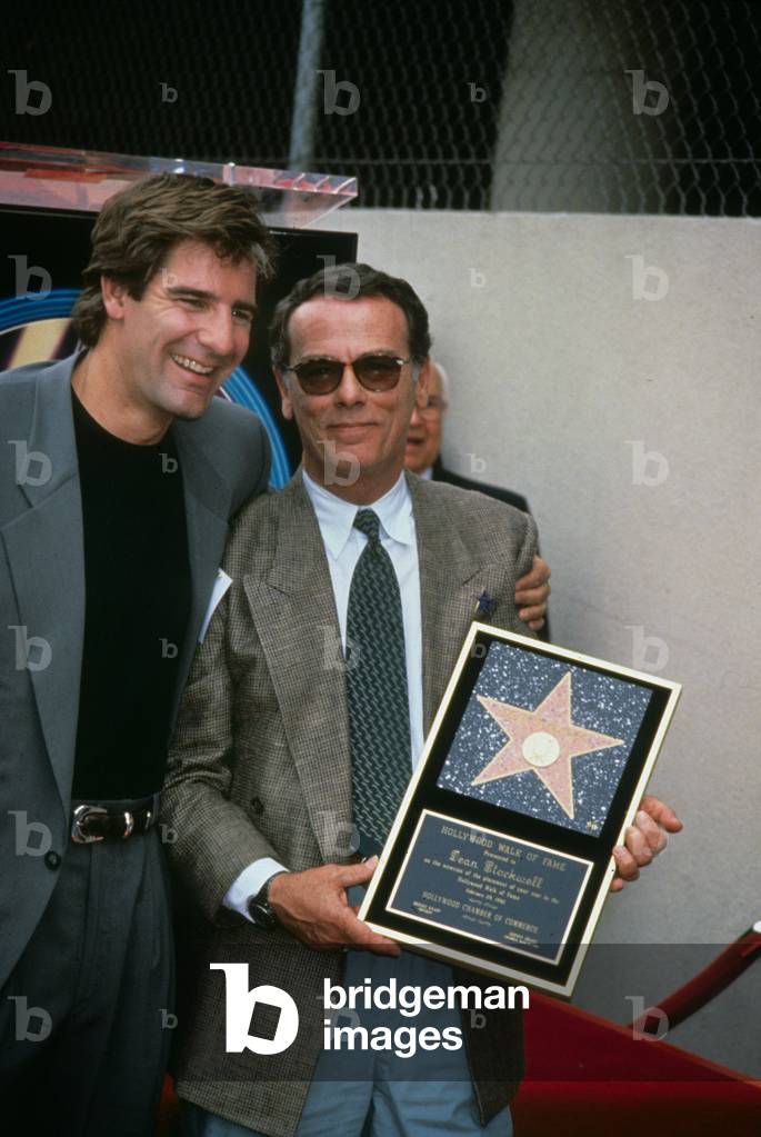 Dean Stockwell and Scott Bakula at Star ceremony on the Hollywood Walk of Fame, 1992 (photo)