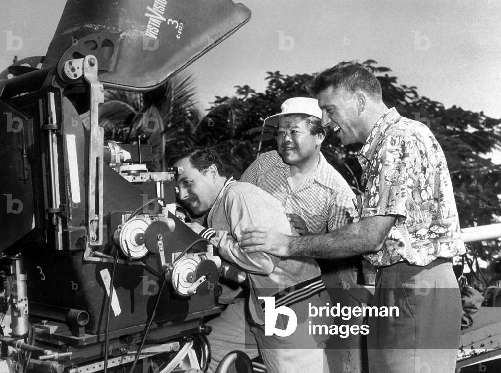 Tennessee Williams with Burt Lancaster and James Wong Howe on set of The rose tattoo, 1955 photo)