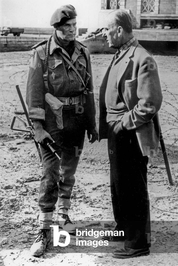 Christian Marquand and Philippe Kieffer on set of film The Longest Day, 1961 (photo)