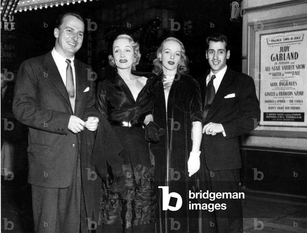 Marlene Dietrich and husband William Riva, with daughter Maria Riva, at the Palace Two-A-Day in New York, 1957 (photo)