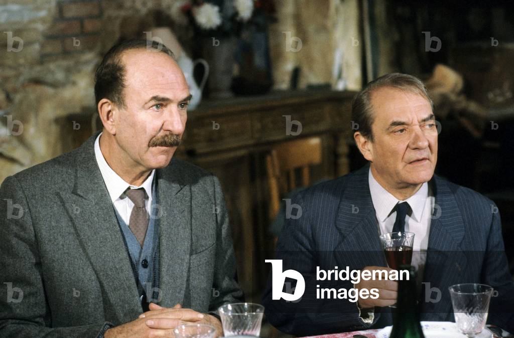 Jean Pierre Marielle and Jean Carmet on set of The Idiots,  1987 (photo)