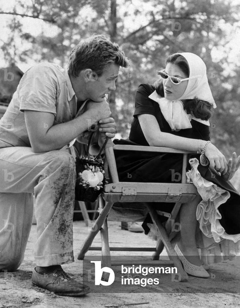 James Dean and Maria Pier Angeli  on set, 1955 (photo)