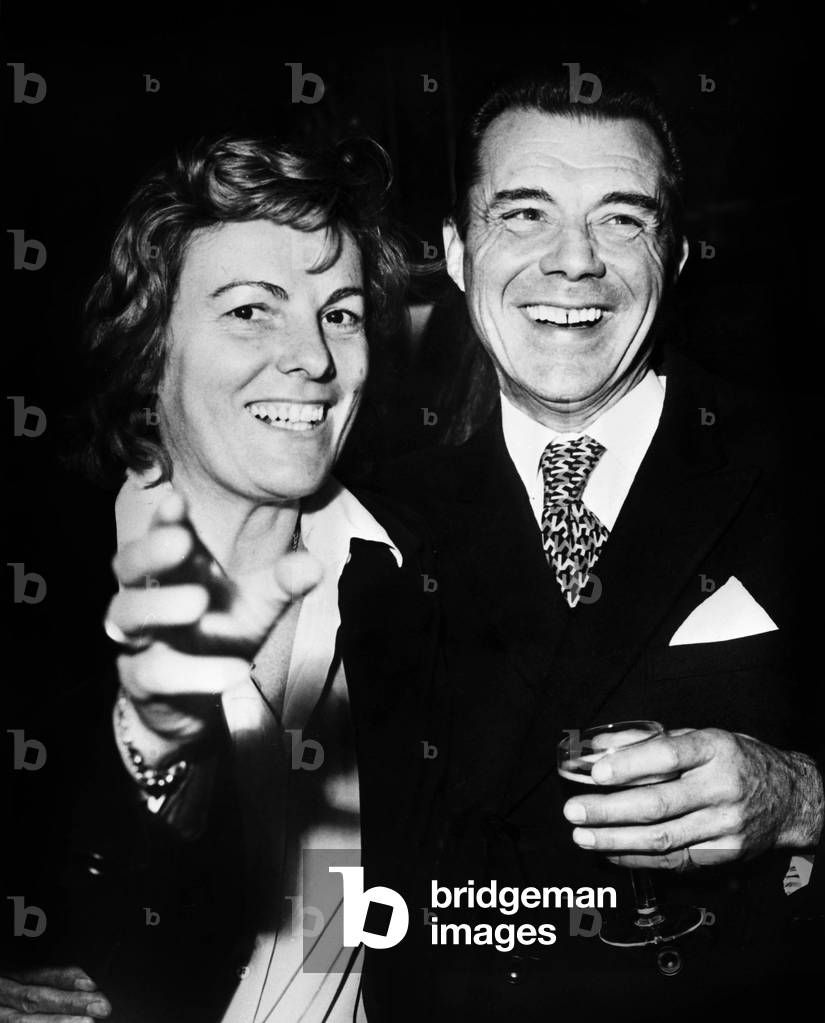 Liliana Cavani and Dirk Bogarde during gala for The Night Porter at the Ambassadors, 1974 (photo)