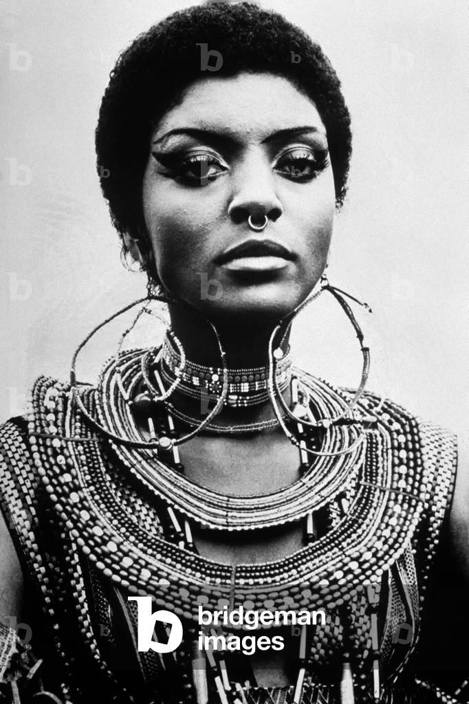 Pam Grier in Masai costume, 1972 (photo)