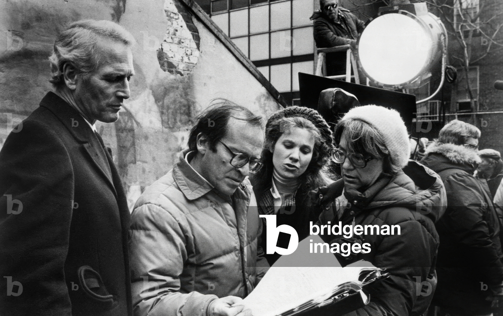 Sidney Lumet with Paul Newman and Lindsey Crouse on set of film The Verdict 1982 (photo)