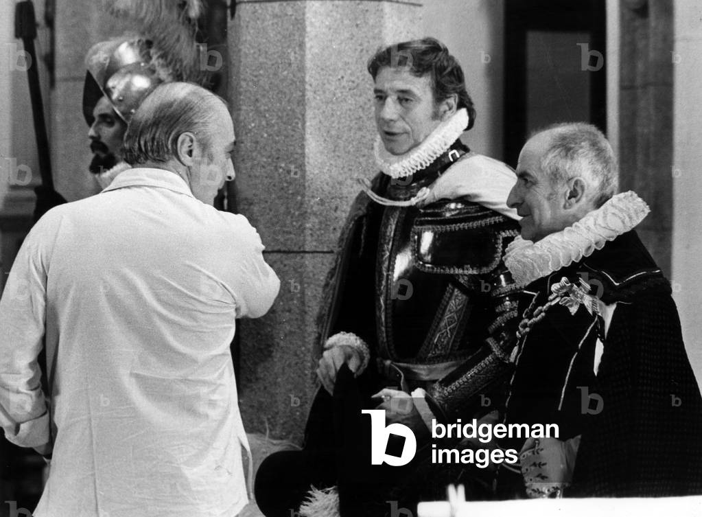 Gerard Oury with Yves Montand and Louis de Funes on set of Delusions of Grandeur, 1971  (photo)