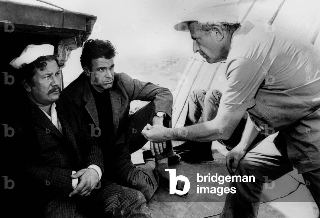 Jules Dassindirecting Peter Ustinov and Maximilien Schell on set of film 