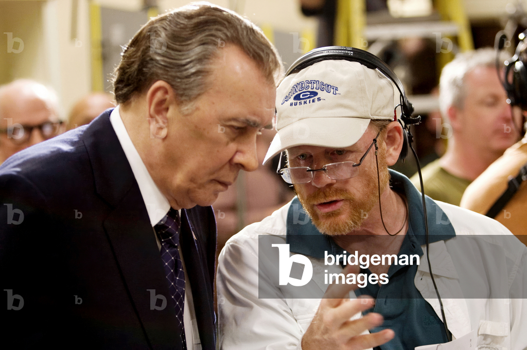Frank Langella and Ron Howard on set of Frost/Nixon, 2008 (photo)