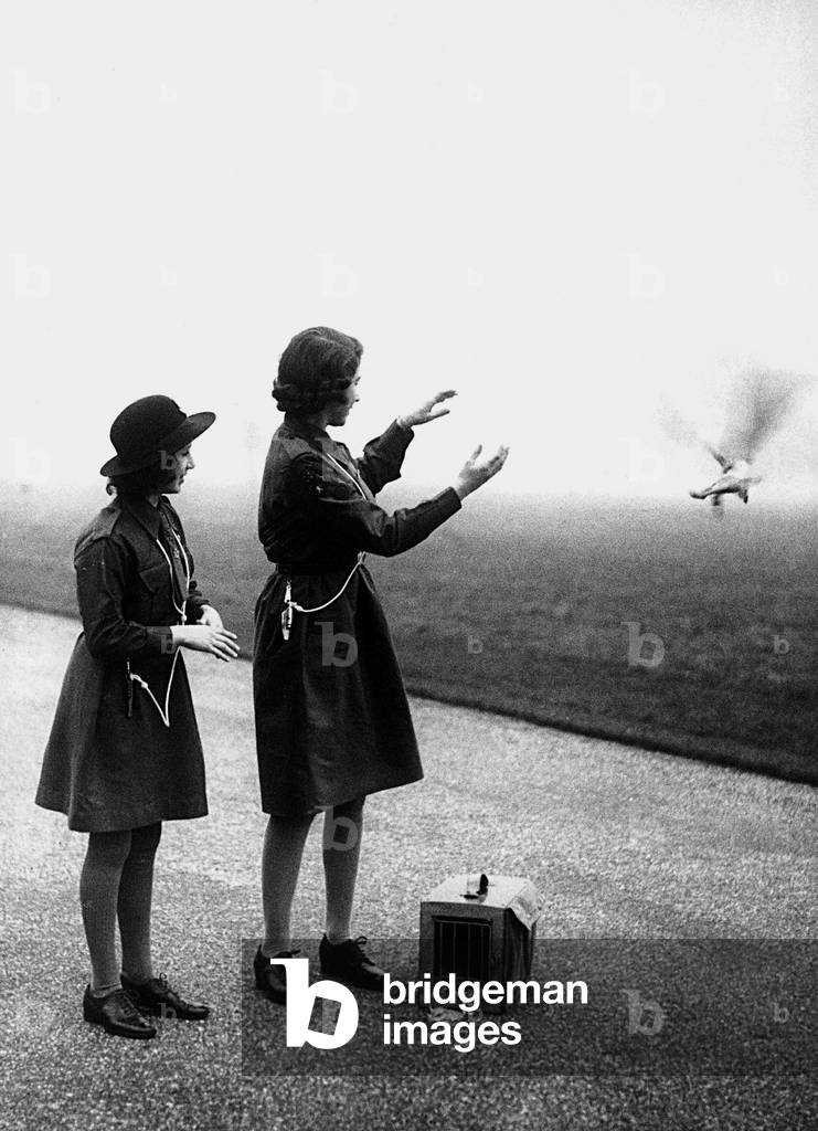 Princess Margaret and Princess Elizabeth, c.1942 (b/w photo)