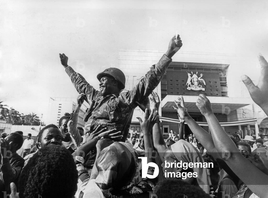 Colonel David Oyite-Ojok of the Ugandan and Tanzanian liberation forces, arriving in Kampala, April 20 1979