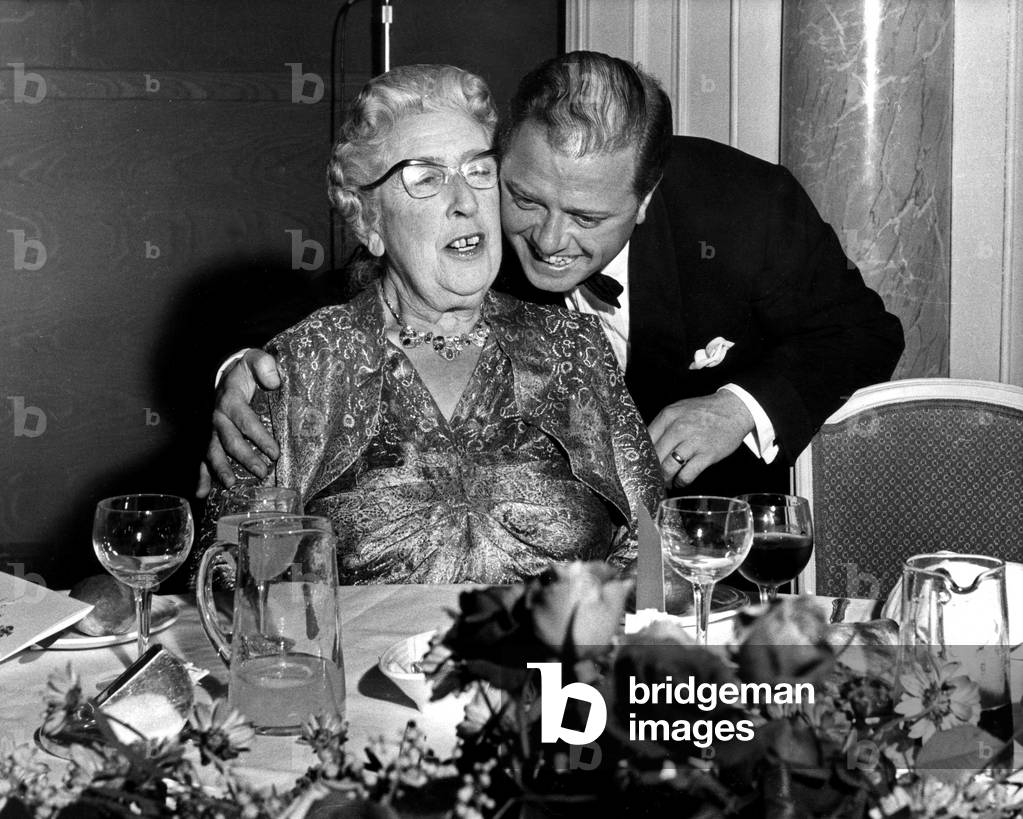 Agatha Christie and Richard Attenborough at the anniversary party of 'The Mousetrap', 26th November 1962 (b/w photo)
