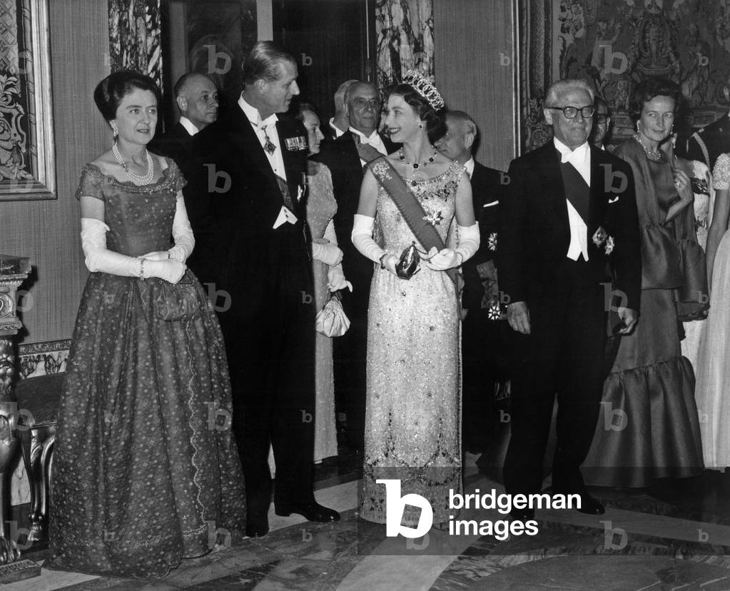 Elizabeth II of England and the Duke of Edinburgh, 1961 (b/w photo)