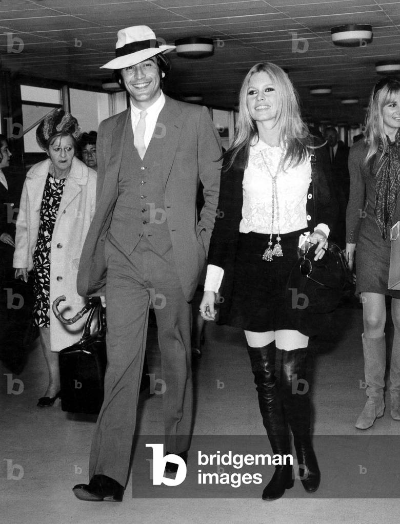 Brigitte Bardot with Patrick Bauchand, 1968 (b/w photo)