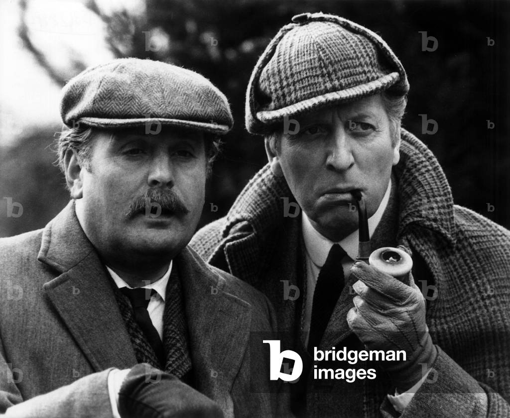 The Hound of the Baskervilles, Terence Rigby and Tom Baker, 1982 (film still)