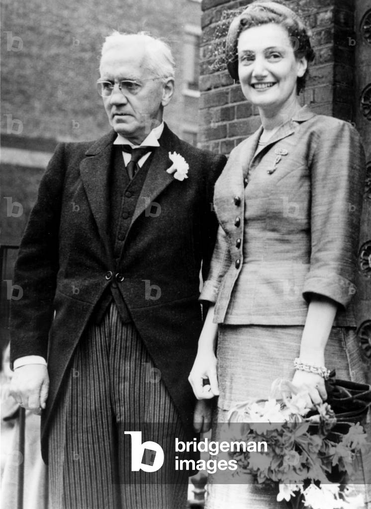 The wedding of Sir Alexander Fleming (1881-1955) and Dr Amalia Koutsouri-Vourekas, April 10 1953, London