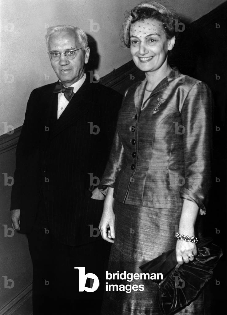 The wedding of Sir Alexander Fleming (1881-1955) and Dr Amalia Koutsouri-Vourekas, April 10 1953, London
