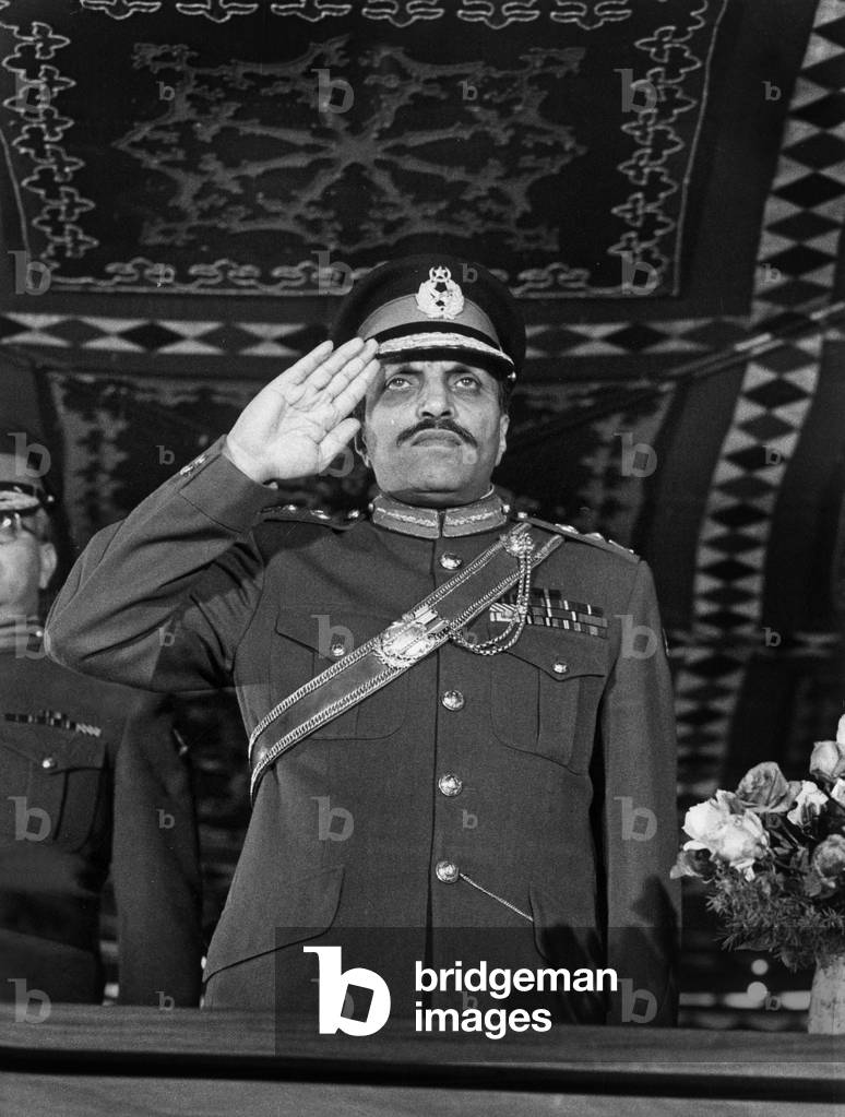 Zia Ul-Haq (1924-88), President of Pakistan, during a meeting in Peshawar, January 30, 1980