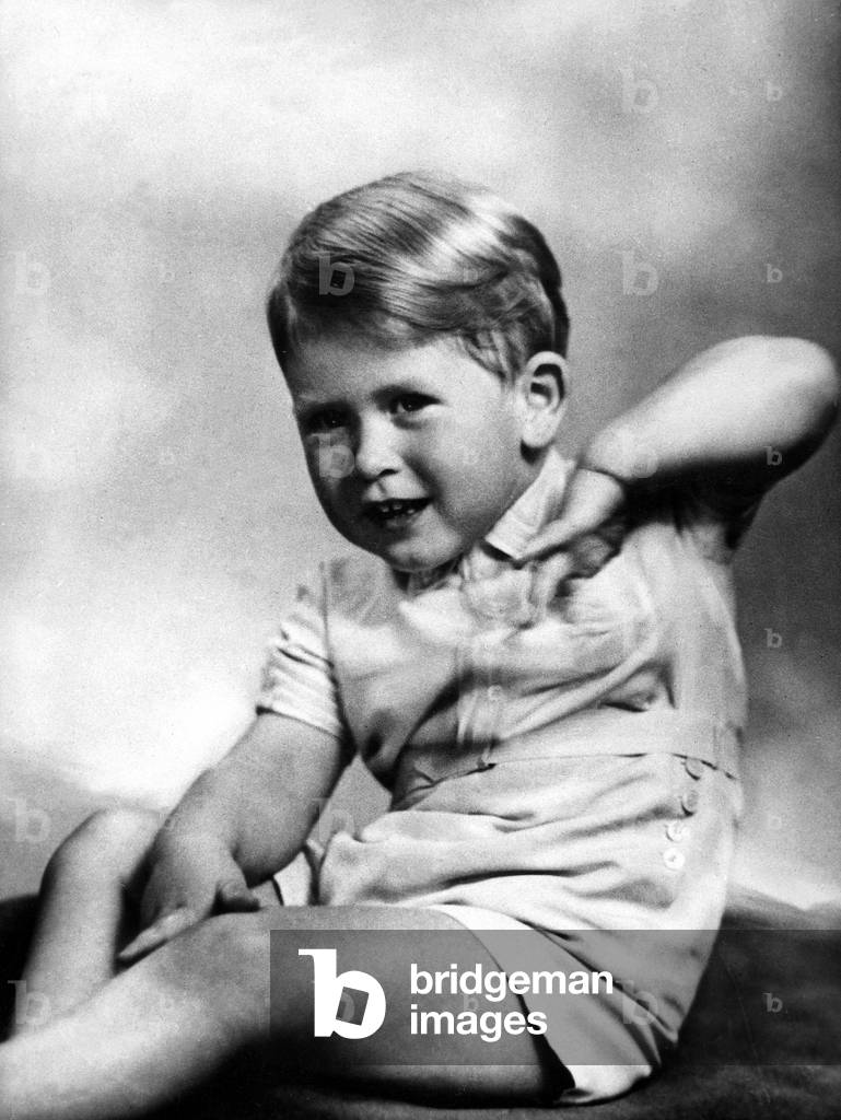 Prince Charles (Future Charles III) as a child, August 20, 1951 (b/w photo)