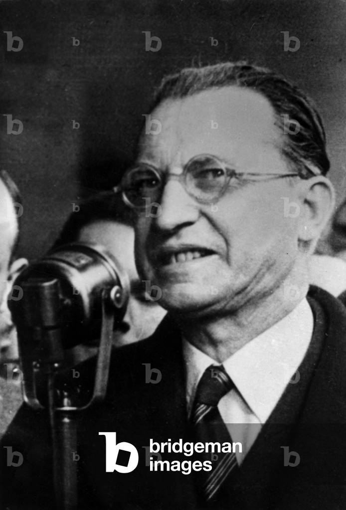 Mr Alcide De Gasperi (1881 1954) Italian Politician Head of Government and Leader of the Christian Democrat Party 17 April 1948 (b/w photo)
