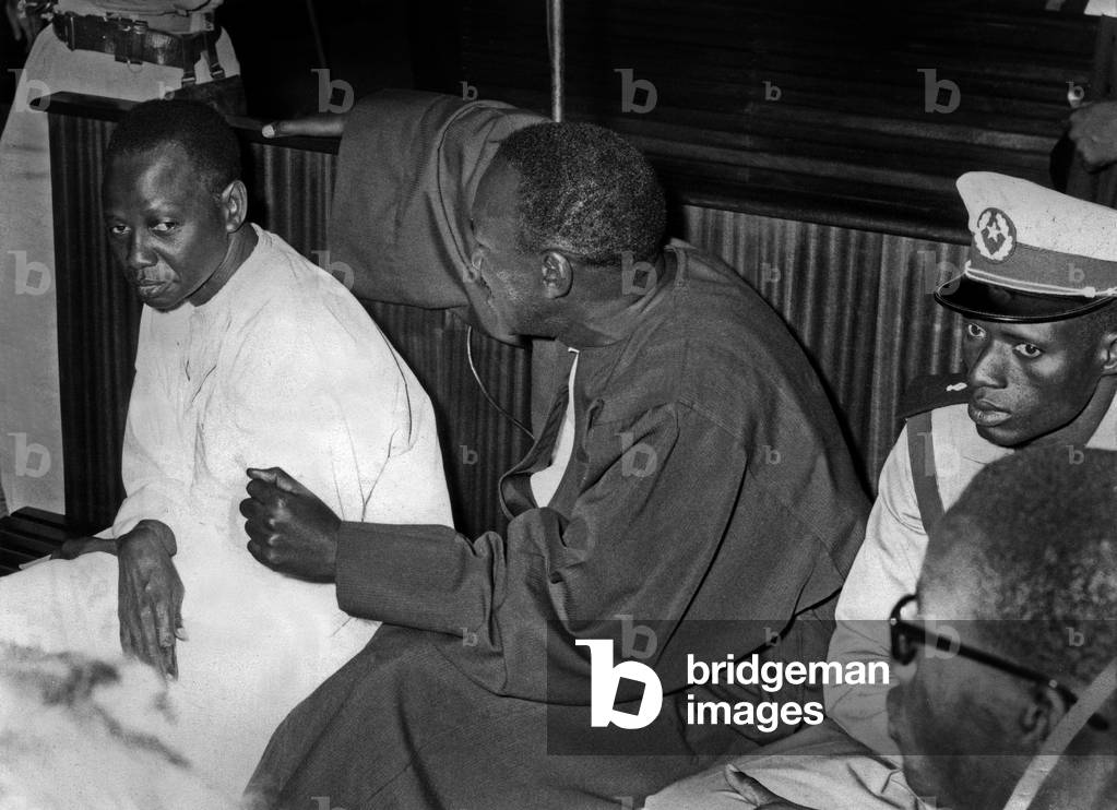 Dakar, Senegal, May 7, 1963 : Trial of Investigators of The Putsch of December 17, 1962 : Mamadou Dia and Sar Ibrahima (b/w photo)