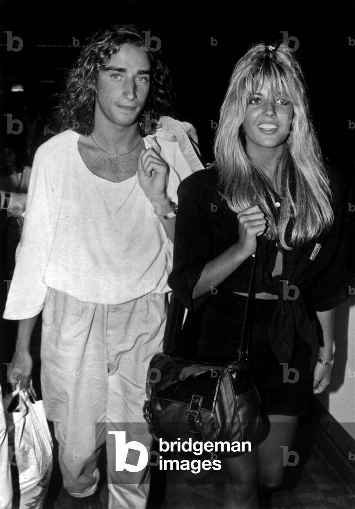 Model Mandy Smith And Her Boy Friend Keith Daly At Gatwick Airport August 18, 1986 (b/w photo)