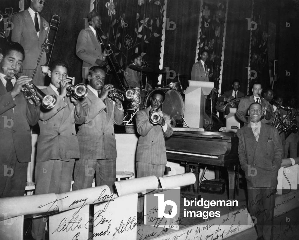 Earl Hines (R, 1903-1983) Jazz Pianist With Dizzy Gillespie (L, 1917-1993) Trumpet Player, 1942-1947 (b/w photo)