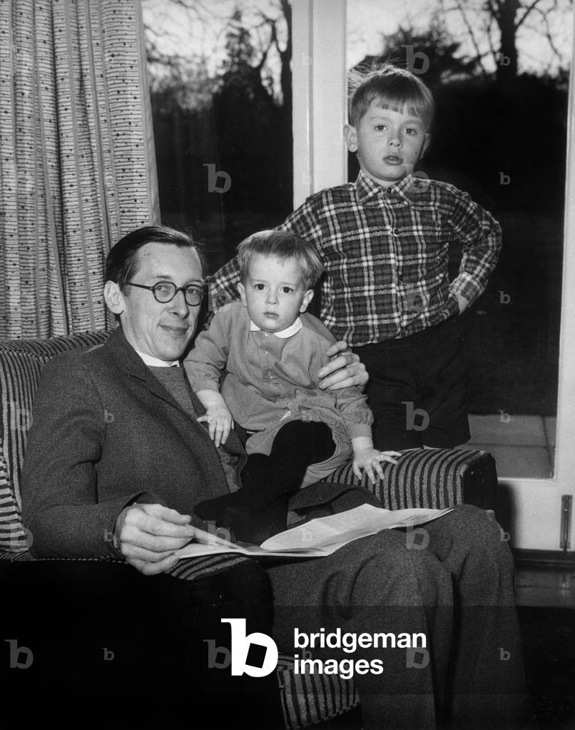 Doctor John Anthony Pople Theorist Of Chemistry Here With Her Children In Their Home In Walton on Thames February 11, 1964 (b/w photo)