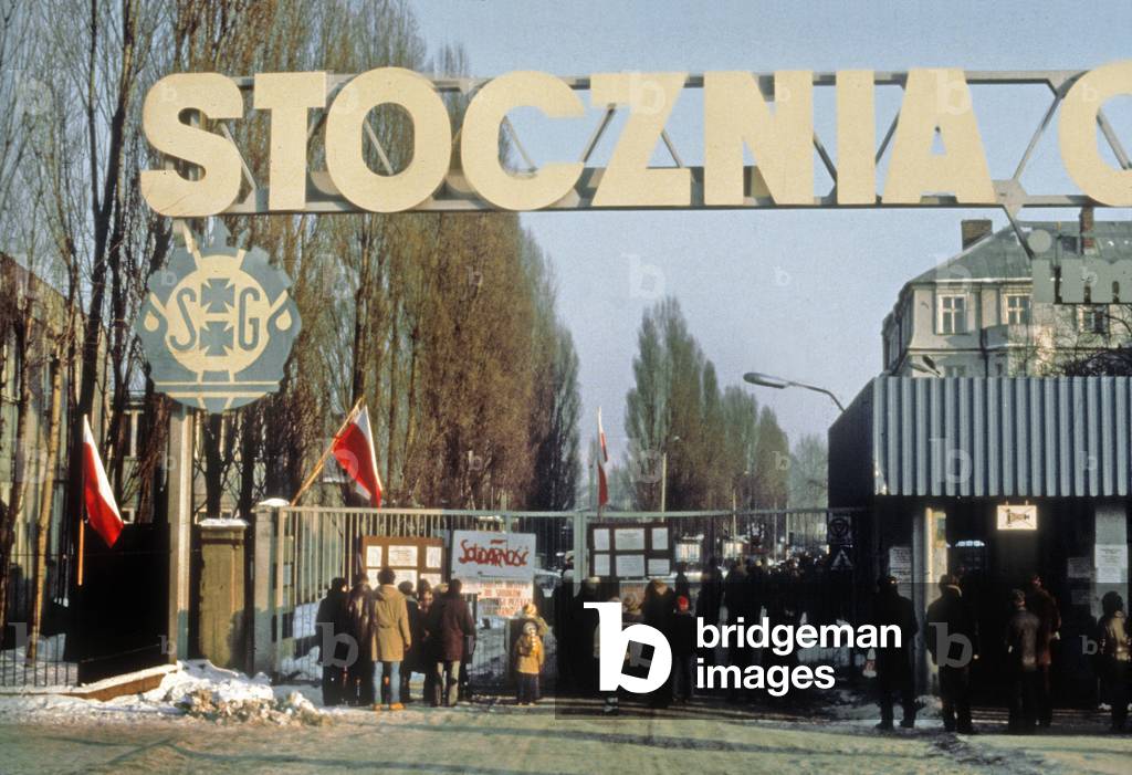 Workers during Strike in Gdansk in Poland January 22, 1981 (photo)