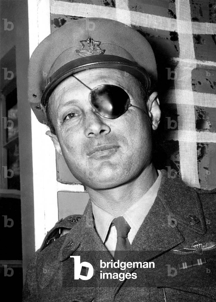 Moshe Dayan Officer of Israeli Army in 1956 during The Suez War (b/w photo)