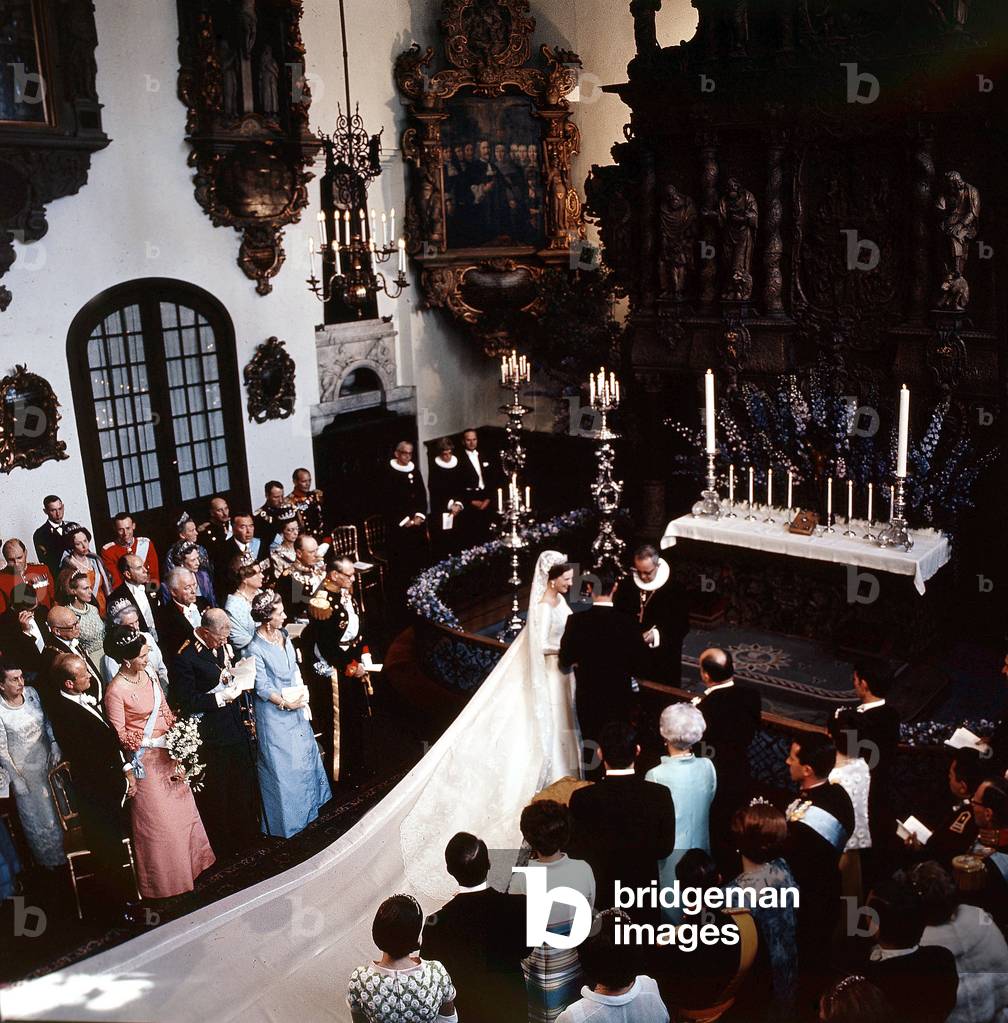 Wedding of Princess Margrethe of Denmark (Future Queen Margrethe Ii) and her Husband Prince Henrik (Henri De Laborde De Monpezat) June 10, 1967 here at Holmen Church (photo)
