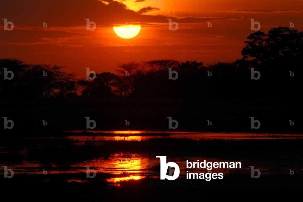 Sunset on Busanga Plains, Zambia, from hippo pool, November 2006