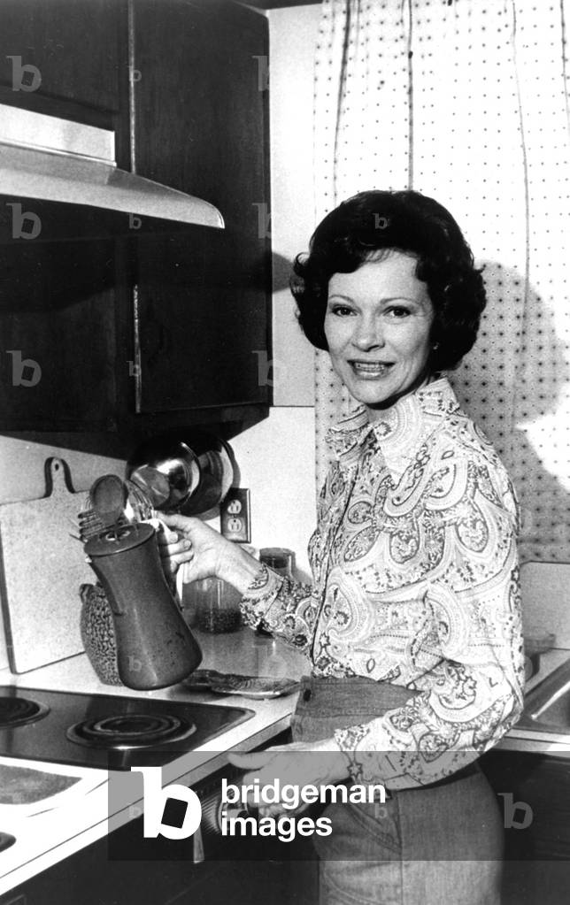 Rosalynn Carter, Jimmy'S Wife, in her Kitchen of her House in Plains, Georgia, January 10, 1977 (b/w photo)