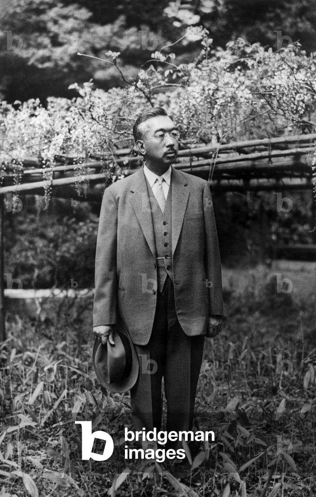 The Emperor Hiru Hitu of Japan at his 60Th Birthday in 1961 in The Park of his Palace (b/w photo)