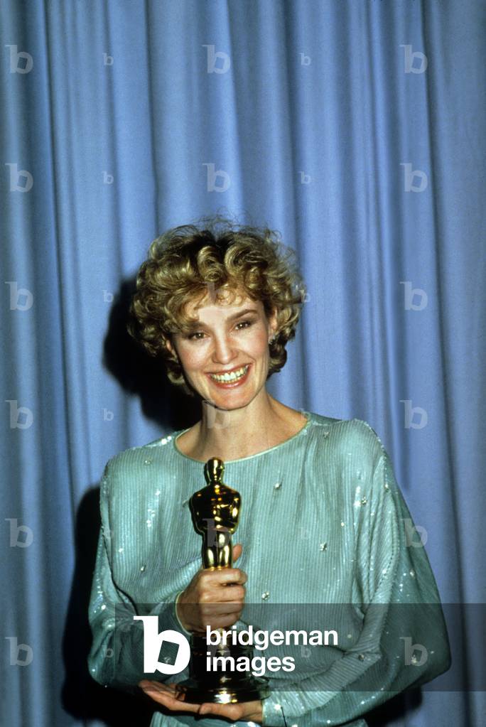 Jessica Lange Receiving Best Actress in A Supporting Role Academy Awards For Film Tootsie, 1983 (photo)