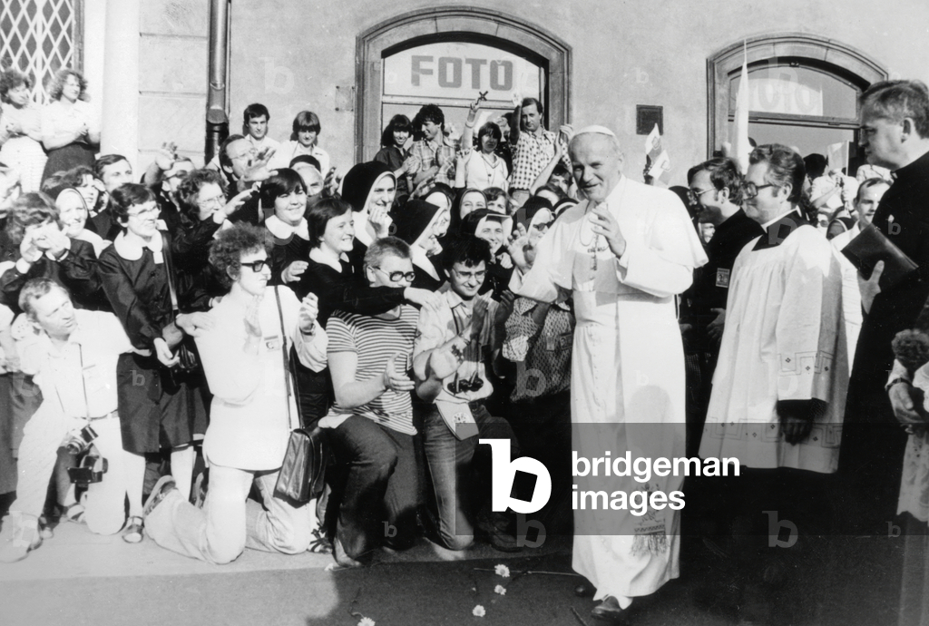 Pope John Paul Ii (Karol Wojtyla) in Poland in June 1979 (b/w photo)