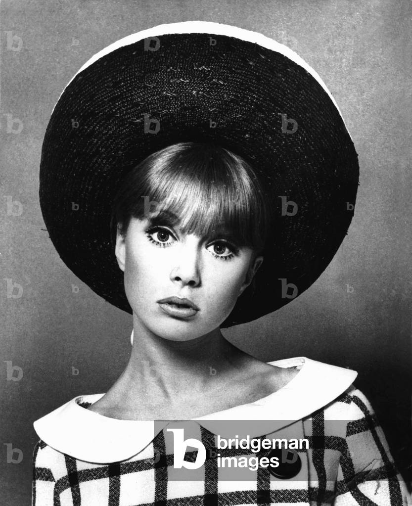 Pattie Boyd on April 6, 1965 (b/w photo)