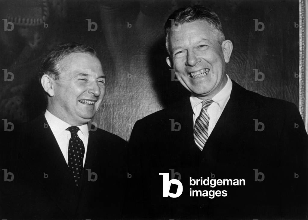 Selwyn Lloyd And Mac Elroy After Their Interview Before The NATO Conference December 10, 1957 (b/w photo)
