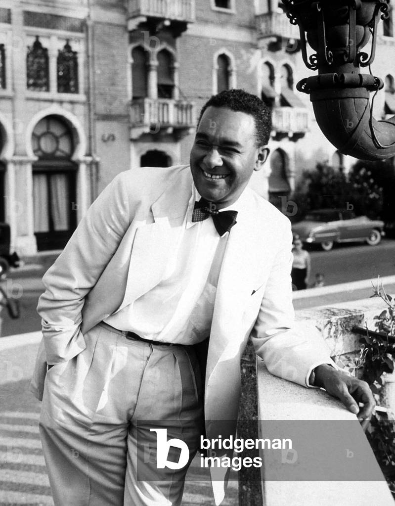 Richard Wright (1908-1960) Black American Author here at Venice Festival in 1950 Where Is Presenting Film From his Book Native Son (b/w photo)