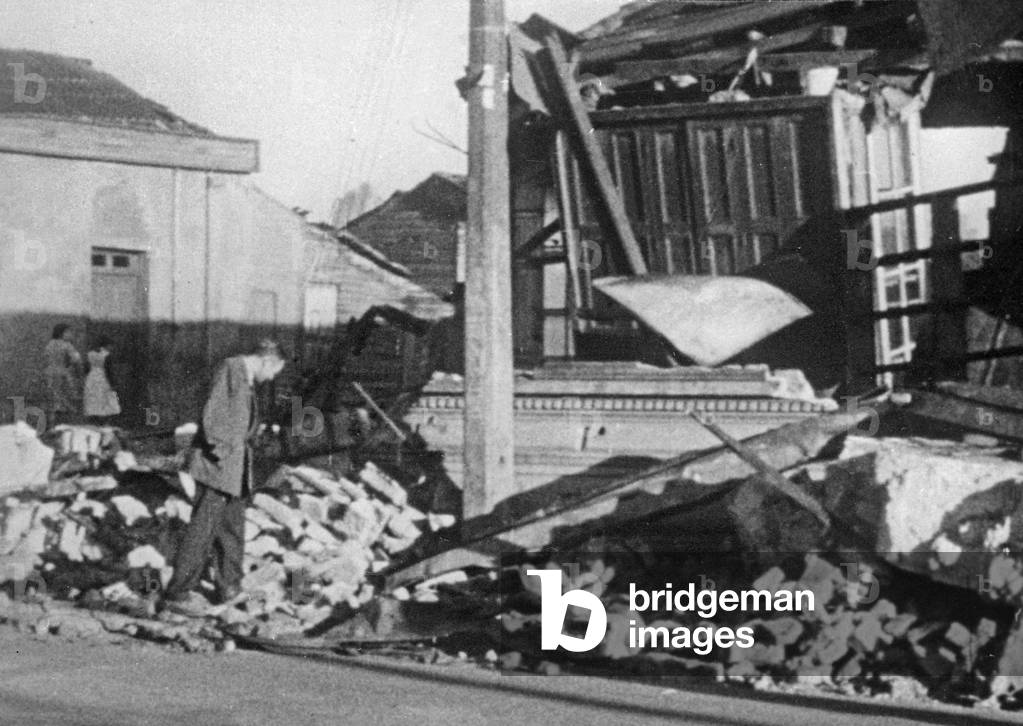 Conception Harbour in Chile Destroyed By Earthquake, May 30, 1960 (b/w photo)