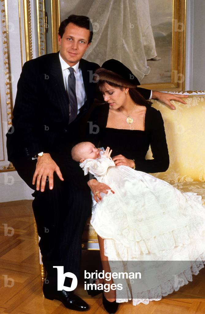 Princess Caroline of Monaco and Stephano Casiranghi during Baptism of Their Son Prince Peter December 28, 1987 (photo)