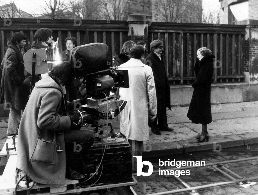Director Claude Chabrol and Isabelle Huppert on Set of Film Violette Noziere 1978 (b/w photo)